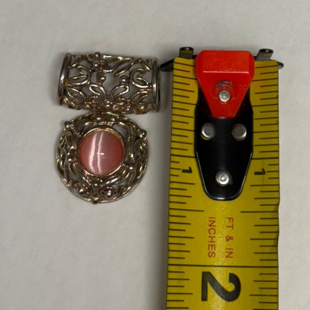 PREMIER Gold Scroll Cat's Eye Clip on Earrings and Matching Pendant VINTAGE - Picture 4 of 6